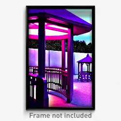 Pixel Art Poster - Purple Gazebo (8 Bit Psychedelic Trippy Video Game Print)