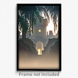 Pixel Art Poster - Unnatural Stronghold (8 Bit Psychedelic Video Game Print)