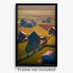 Pixel Art Poster - Webbed Farmstead (8 Bit Psychedelic Trippy Video Game Print)