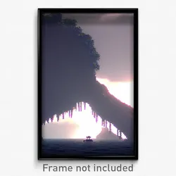 Pixel Art Poster - Dark Atoll (8 Bit Psychedelic Trippy Weird Video Game Print)