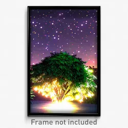 Pixel Art Poster - Starry Bush (8 Bit Psychedelic Trippy Weird Video Game Print)