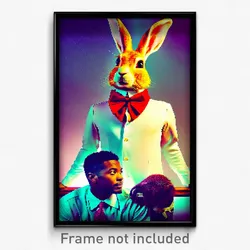 Pixel Art Poster - Rare Rabbit (8 Bit Psychedelic Trippy Weird Video Game Print)