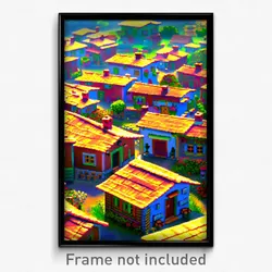 Pixel Art Poster - Polished Village (8 Bit Psychedelic Trippy Video Game Print)