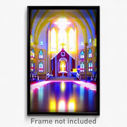 Pixel Art Poster - Bright Chapel (8 Bit Psychedelic Trippy Video Game Print)