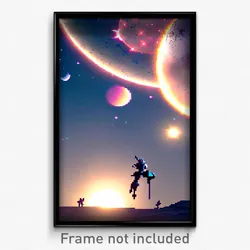 Pixel Art Poster - Long Moon Battle (8 Bit Psychedelic Trippy Video Game Print)