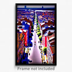 Pixel Art Poster - Stupendous French City (8 Bit Psychedelic Video Game Print)