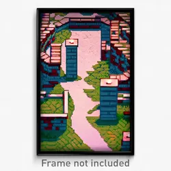 Pixel Art Poster - Negligible Brickyard (8 Bit Psychedelic Video Game Print)