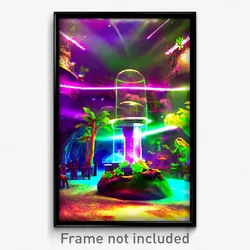 Pixel Art Poster - Thunderous Terrarium (8 Bit Psychedelic Video Game Print)