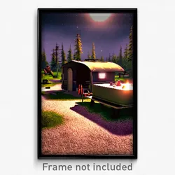 Pixel Art Poster - Musty Campsite (8 Bit Psychedelic Trippy Video Game Print)