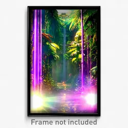 Pixel Art Poster - Large Jungle (8 Bit Psychedelic Trippy Video Game Print)