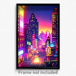 Pixel Art Poster - Famous Exotic City (8 Bit Psychedelic Video Game Print)