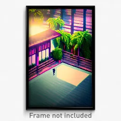 Pixel Art Poster - Lost Terrace (8 Bit Psychedelic Trippy Video Game Print)