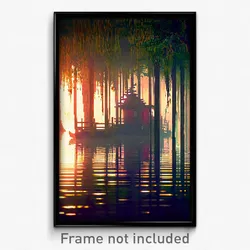 Pixel Art Poster - Elderly Bayou (8 Bit Psychedelic Trippy Video Game Print)
