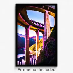 Pixel Art Poster - Adventurous Viaduct (8 Bit Psychedelic Video Game Print)