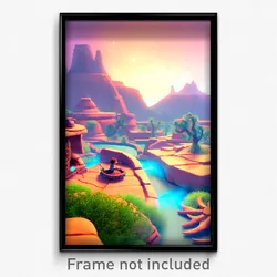 Pixel Art Poster - Whimsical Mesa (8 Bit Psychedelic Trippy Video Game Print)
