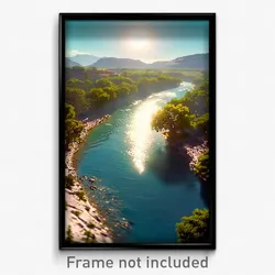 Pixel Art Poster - Clear River (8 Bit Psychedelic Trippy Weird Video Game Print)