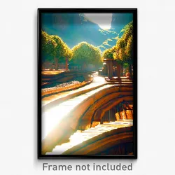 Pixel Art Poster - Wooden Landscape (8 Bit Psychedelic Trippy Video Game Print)