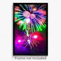 Pixel Art Poster - Colorful Fireworks (8 Bit Psychedelic Video Game Print)