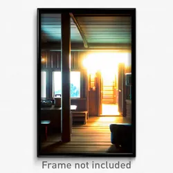 Pixel Art Poster - Basic Cabin (8 Bit Psychedelic Trippy Weird Video Game Print)