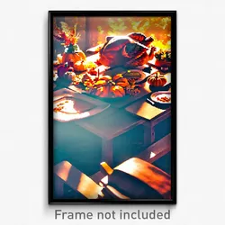 Pixel Art Poster - Terrific Thanksgiving (8 Bit Psychedelic Video Game Print)