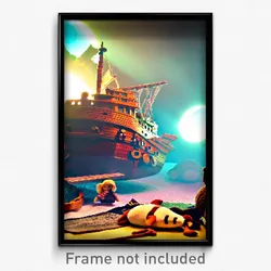 Pixel Art Poster - Plush Shipwreck (8 Bit Psychedelic Trippy Video Game Print)
