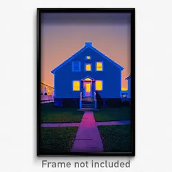 Pixel Art Poster - Blue Parsonage (8 Bit Psychedelic Trippy Video Game Print)