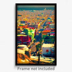 Pixel Art Poster - Accurate Mexican City (8 Bit Psychedelic Video Game Print)