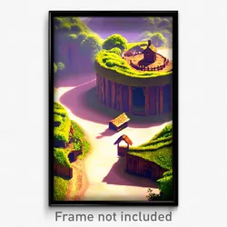 Pixel Art Poster - Wooden Vale (8 Bit Psychedelic Trippy Weird Video Game Print)