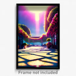 Pixel Art Poster - Heavenly Terrace (8 Bit Psychedelic Trippy Video Game Print)