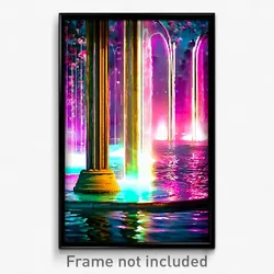 Pixel Art Poster - Velvety Fountain (8 Bit Psychedelic Trippy Video Game Print)