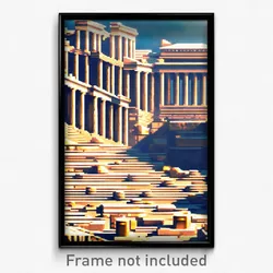 Pixel Art Poster - Deadly Acropolis (8 Bit Psychedelic Trippy Video Game Print)