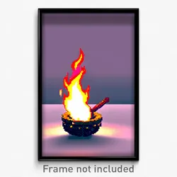 Pixel Art Poster - Nutty Flame (8 Bit Psychedelic Trippy Weird Video Game Print)