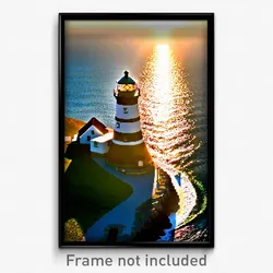Pixel Art Poster - Sunny Lighthouse (8 Bit Psychedelic Trippy Video Game Print)