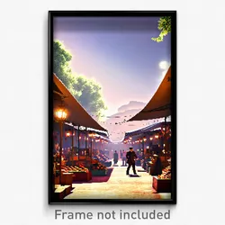 Pixel Art Poster - Captivating Marketplace (8 Bit Psychedelic Video Game Print)