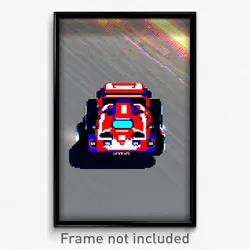 Pixel Art Poster - Buoyant Racecar (8 Bit Psychedelic Trippy Video Game Print)