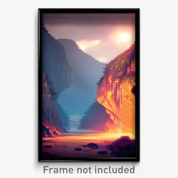 Pixel Art Poster - Nocturnal Gorge (8 Bit Psychedelic Trippy Video Game Print)
