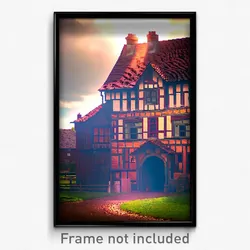 Pixel Art Poster - Rural Manor (8 Bit Psychedelic Trippy Weird Video Game Print)