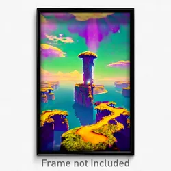 Pixel Art Poster - Violet Cay (8 Bit Psychedelic Trippy Weird Video Game Print)