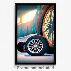 Pixel Art Poster - Frozen Wheels (8 Bit Psychedelic Trippy Video Game Print)