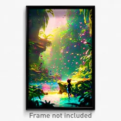 Pixel Art Poster - Bubbly Jungle (8 Bit Psychedelic Trippy Video Game Print)