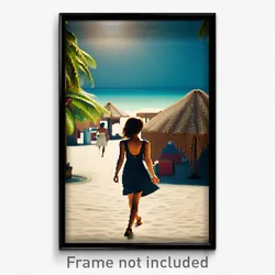 Pixel Art Poster - Stylish Beach (8 Bit Psychedelic Trippy Video Game Print)