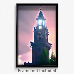 Pixel Art Poster - Gargantuan Belfry (8 Bit Psychedelic Trippy Video Game Print)