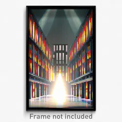 Pixel Art Poster - Bright Scriptorium (8 Bit Psychedelic Video Game Print)