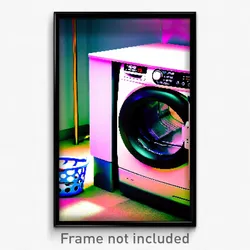 Pixel Art Poster - Silly Washing Machine (8 Bit Psychedelic Video Game Print)
