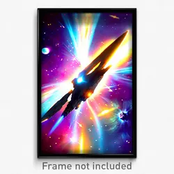 Pixel Art Poster - Fantastic Galaxy Battle (8 Bit Psychedelic Video Game Print)