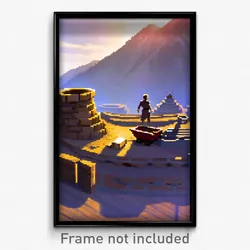 Pixel Art Poster - Mountainous Barrow (8 Bit Psychedelic Video Game Print)