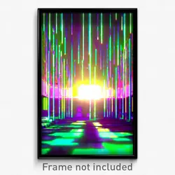 Pixel Art Poster - Glitchy Den (8 Bit Psychedelic Trippy Weird Video Game Print)
