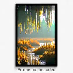 Pixel Art Poster - Tan Wetland (8 Bit Psychedelic Trippy Weird Video Game Print)