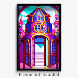 Pixel Art Poster - Heavenly Cartoon Architecture (8 Bit Video Game Print)