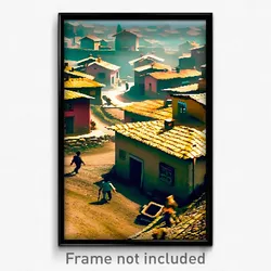 Pixel Art Poster - Dirty Village (8 Bit Psychedelic Trippy Video Game Print)